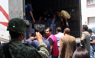 LLEGA PAPELERÍA ELECTORAL AL IFE, LA RESGUARDA EL EJÉRCITO